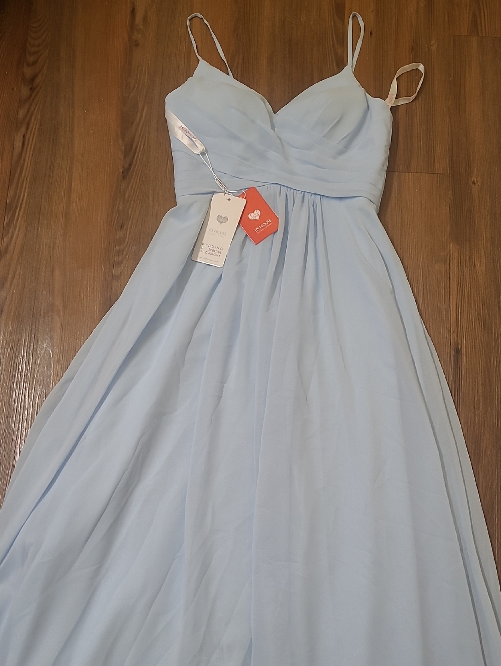 JJs House Light Blue Spaghetti Strap Chiffon Maxi Dress